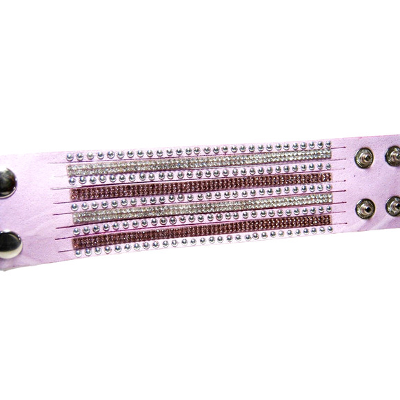 Faux Suede Lavender Multi strand Rhinestone Studded Goth Glam style Bracelets - Picture 2 of 3